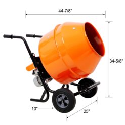 Tatayosi 5CUFT-150L horizontal portable cement mixer Wheel Barrow Portable Cement Concrete Mixer 110V-60HZ orange color CSA Certificated