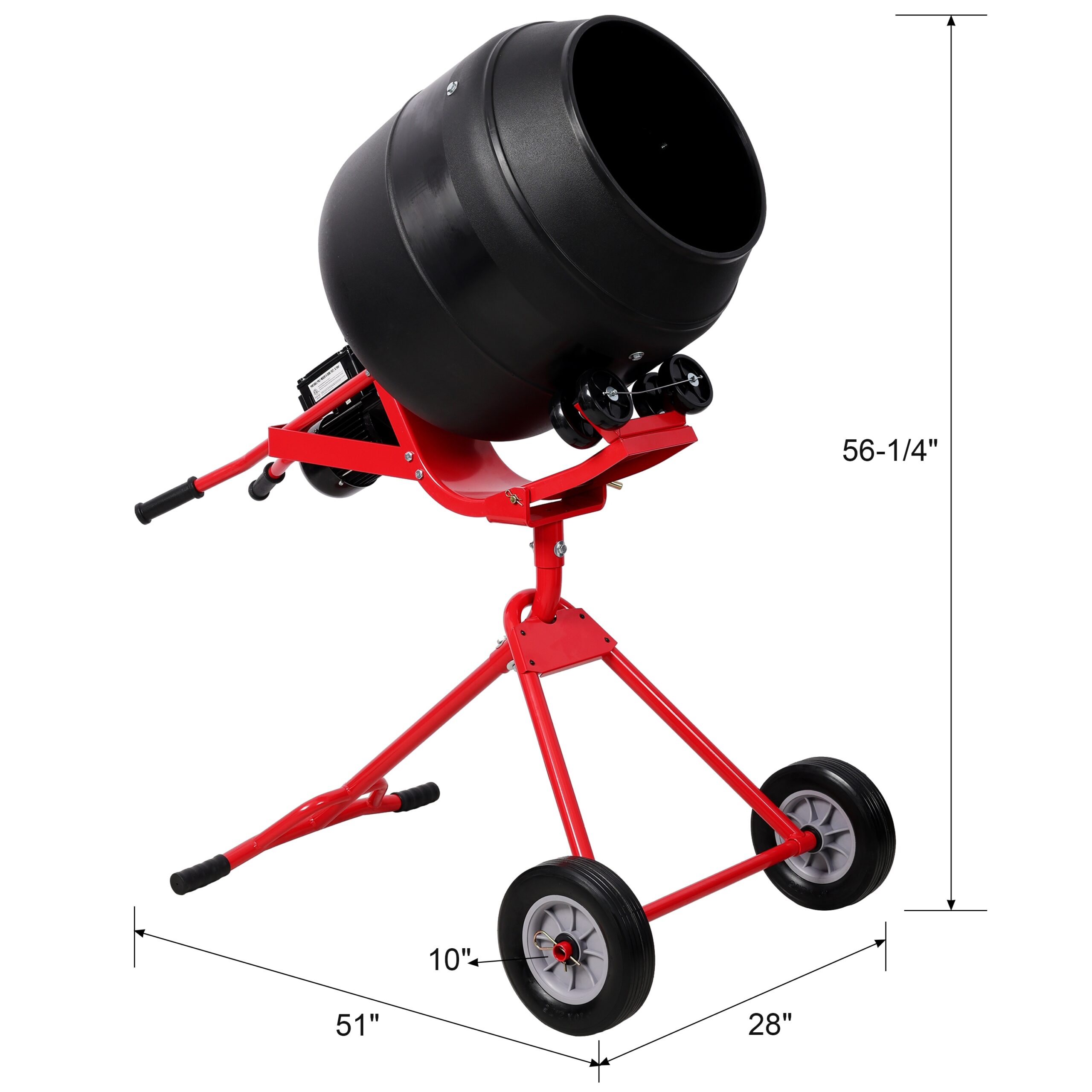 Huluwat 4 CUFT/110L Portable Electric Concrete Mixer Heavy Duty Poly Drum 110V/60Hz ETL Certificated for Mortar