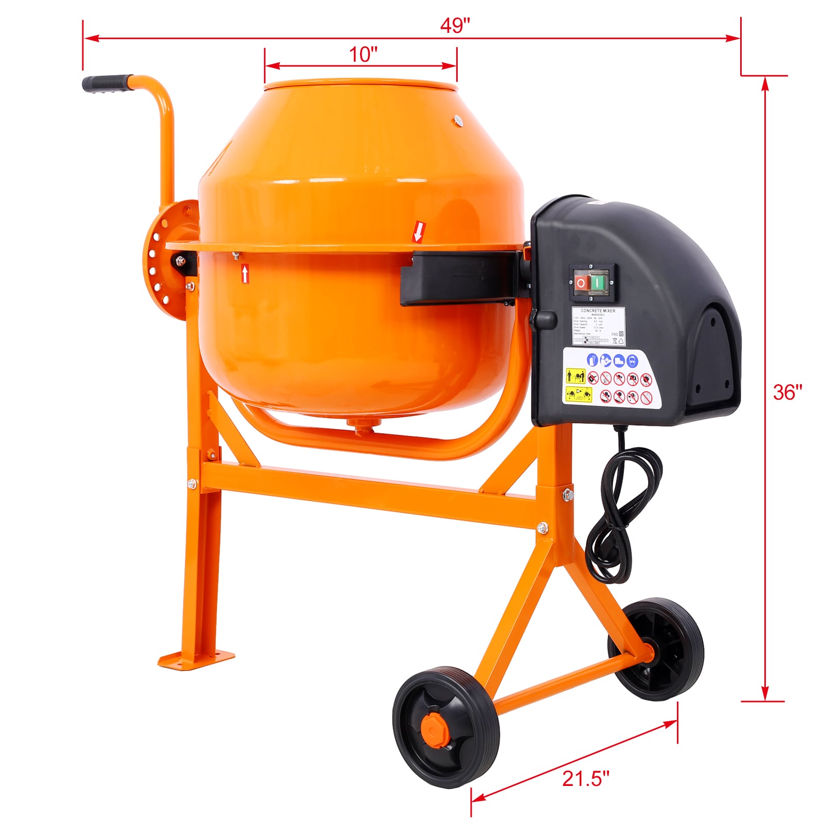 Dexmalle 3 Cu Ft Electric Concrete Mixer Machine