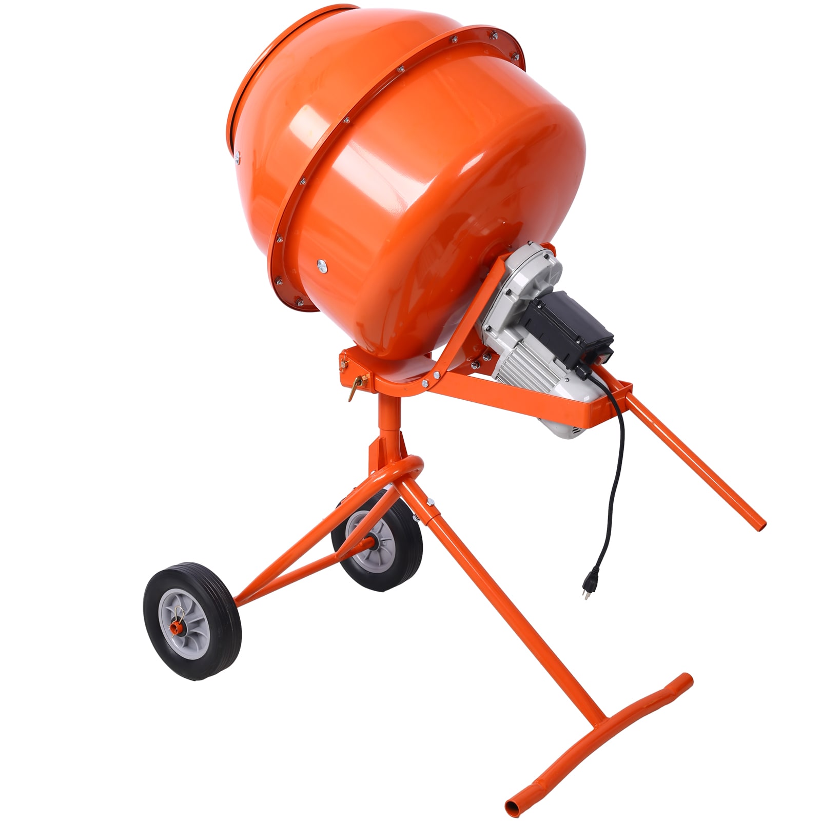 Tatayosi Orange 370-Watt Portable Electric Concrete Mixer Cement Mixing Barrow Machine Mixing Mortar with Wheel