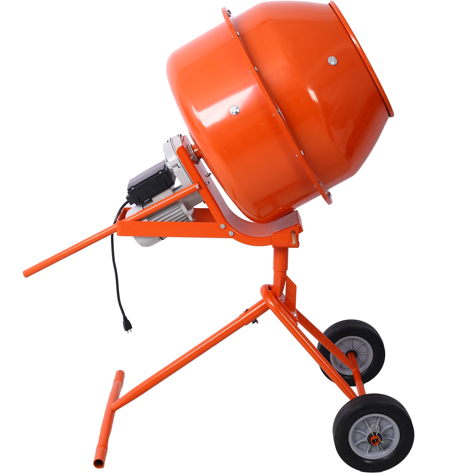 Tatayosi Orange 370-Watt Portable Electric Concrete Mixer Cement Mixing Barrow Machine Mixing Mortar with Wheel