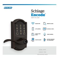 Schlage Encode Lever Camelot-Accent Aged Bronze Smart Wi-Fi and Bluetooth Touchscreen Keypad Electronic Handle Lock