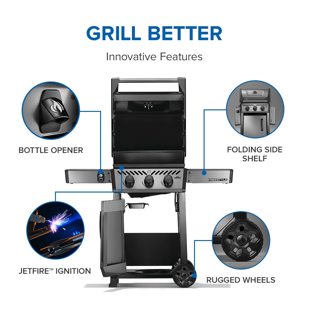 NAPOLEON Freestyle 365 Graphite Grey 3 -Burner Liquid Propane Gas Grill