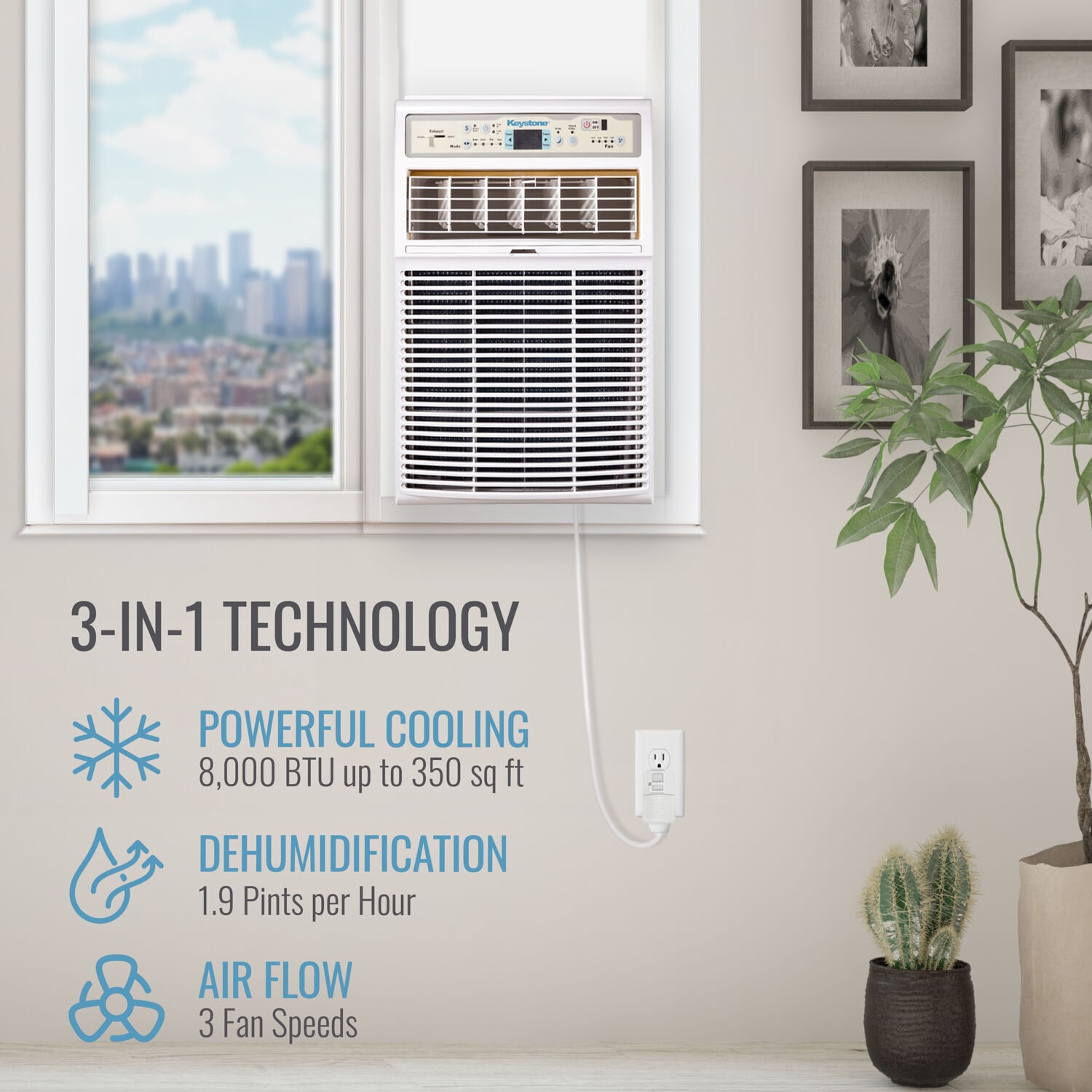 Keystone Medium Room Window Air Conditioner , ( 115-Volt , 8000-BTU )
