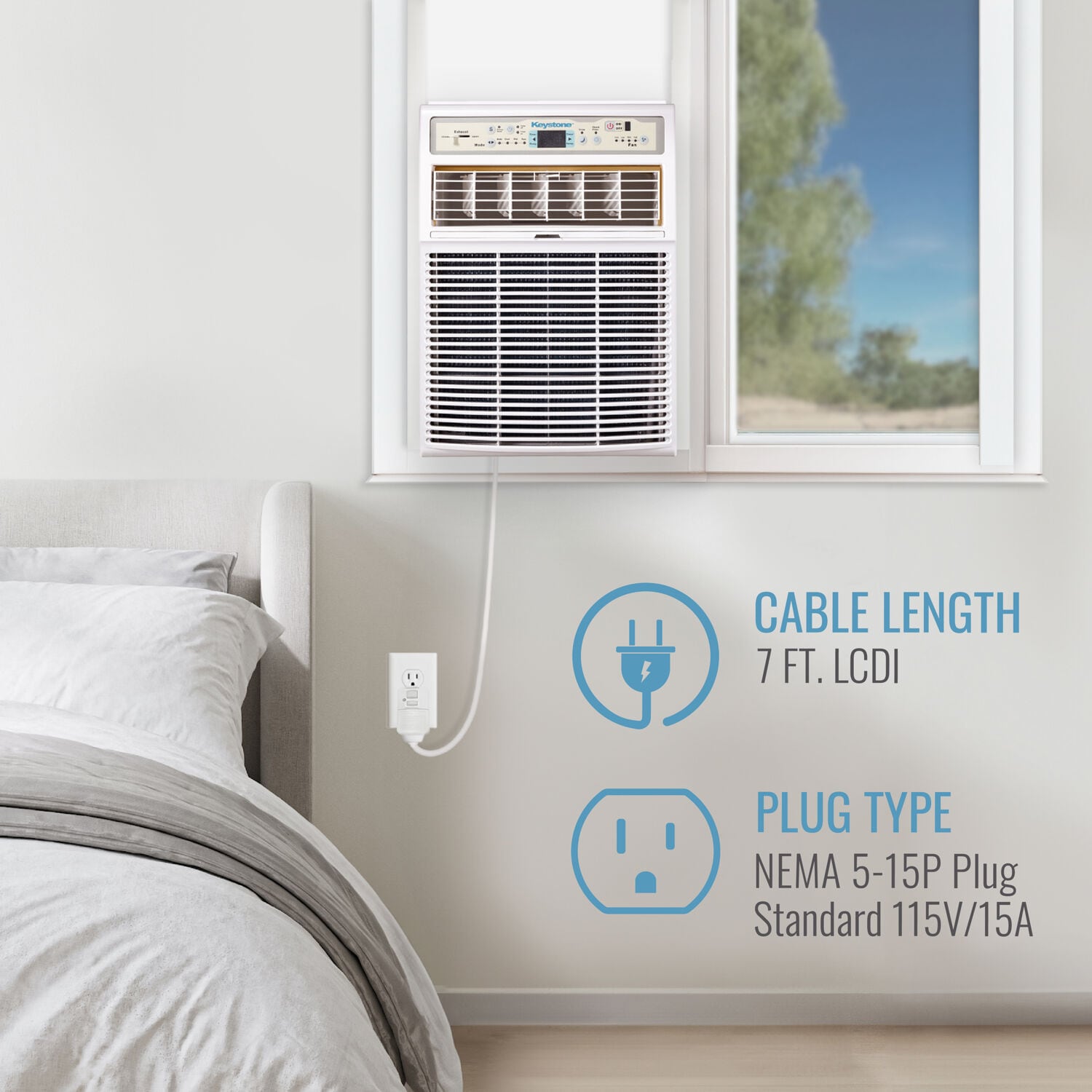 Keystone Medium Room Window Air Conditioner , ( 115-Volt , 8000-BTU )