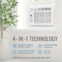 Keystone Large Room Window Air Conditioner with Heater, Remote Included ( 230-Volt , 12000-BTU )