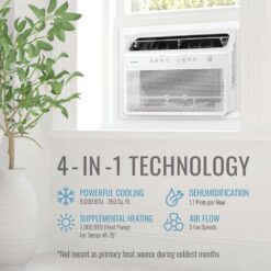 Keystone Inverter Medium Room Window Air Conditioner with Heater, Remote Included ( 115-Volt , 8000-BTU )