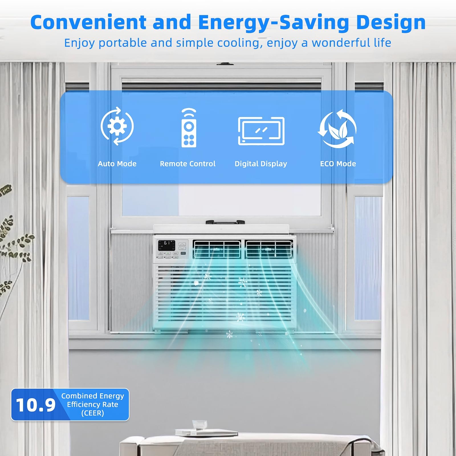 Antarctic Star 120-Volt 8000-BTU White Medium Room Window Air Conditioner Remote Included