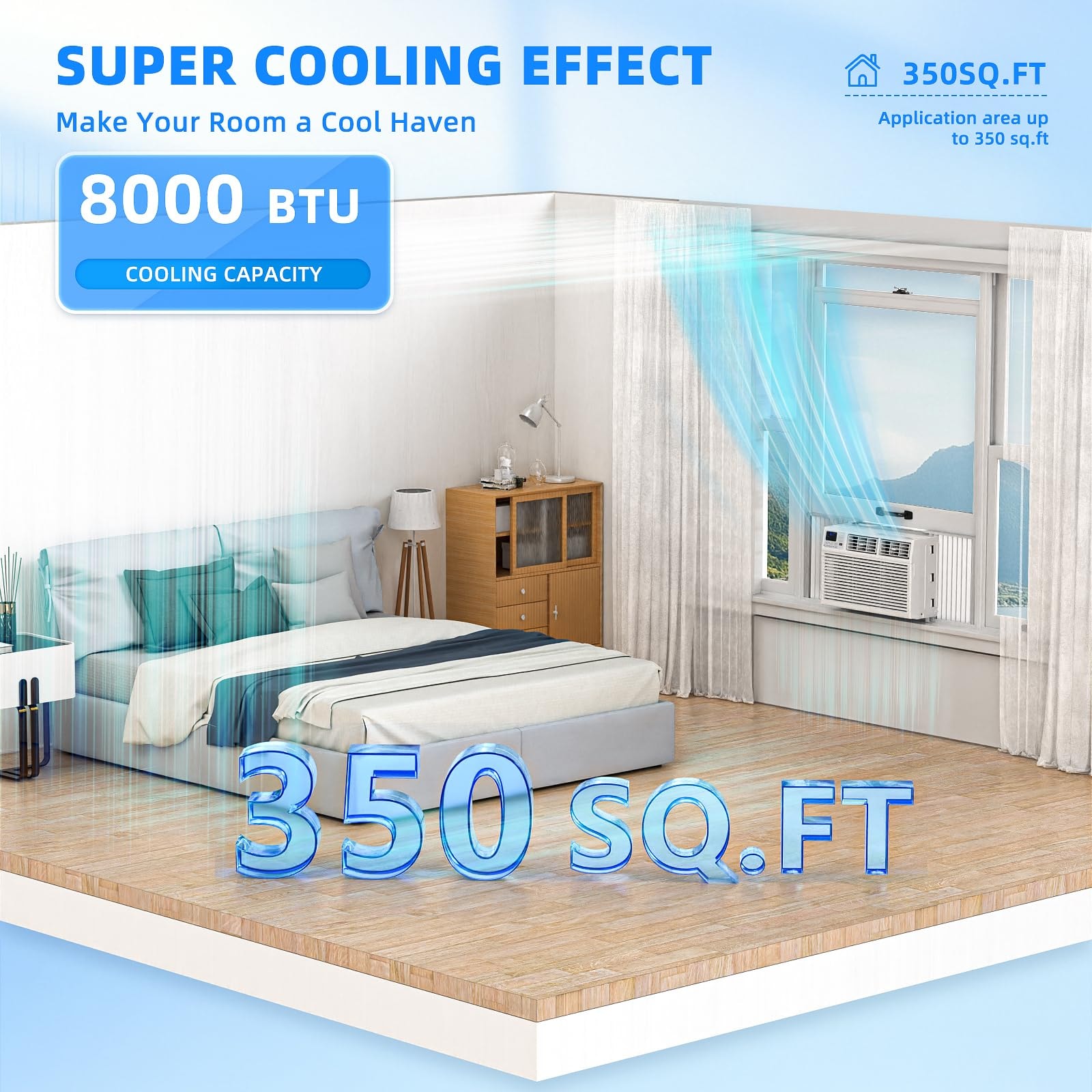 Antarctic Star 120-Volt 8000-BTU White Medium Room Window Air Conditioner Remote Included
