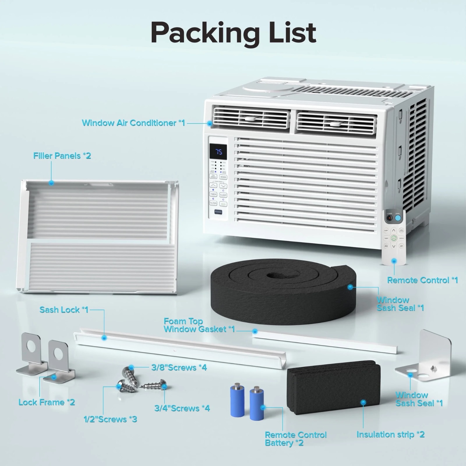Antarctic Star 6000-BTU 115-Volt Small Room Window Air Conditioner Remote Included