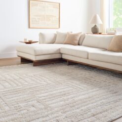Origin 21 Alabaster Stone 10 x 13 (ft) Loomed Polyester Neutral Rectangular Indoor Geometric Industrial Spot Clean Only Pet Friendly Area rug
