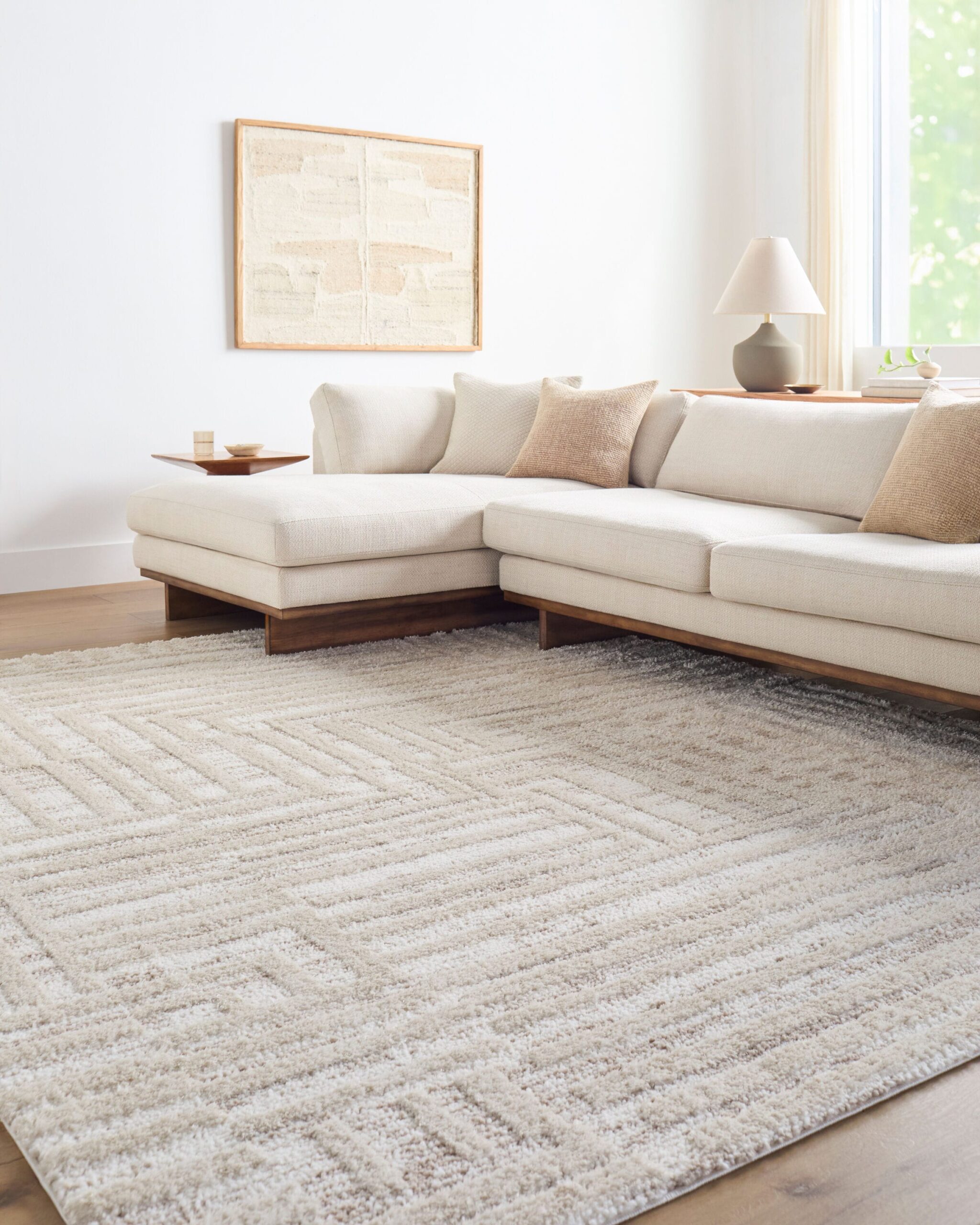 Origin 21 Alabaster Stone 10 x 13 (ft) Loomed Polyester Neutral Rectangular Indoor Geometric Industrial Spot Clean Only Pet Friendly Area rug