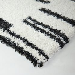 Origin 21 Fractured Paths 9 x 12 (ft) Polyester/Polypropylene Black/White Rectangular Indoor Abstract Mid-Century Modern Spot Clean Only Area rug