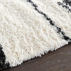 Origin 21 Fractured Paths 9 x 12 (ft) Polyester/Polypropylene Black/White Rectangular Indoor Abstract Mid-Century Modern Spot Clean Only Area rug