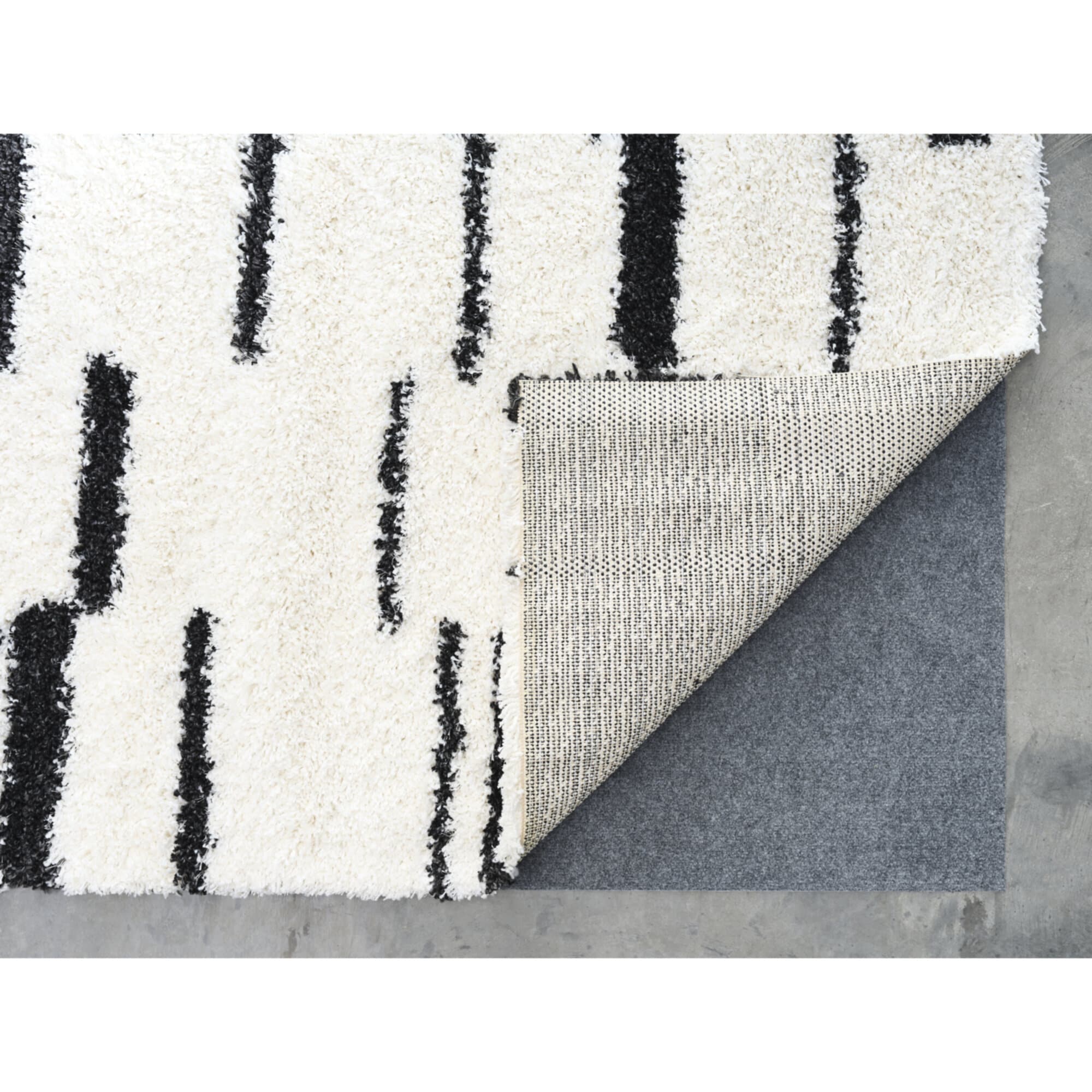 Origin 21 Fractured Paths 9 x 12 (ft) Polyester/Polypropylene Black/White Rectangular Indoor Abstract Mid-Century Modern Spot Clean Only Area rug
