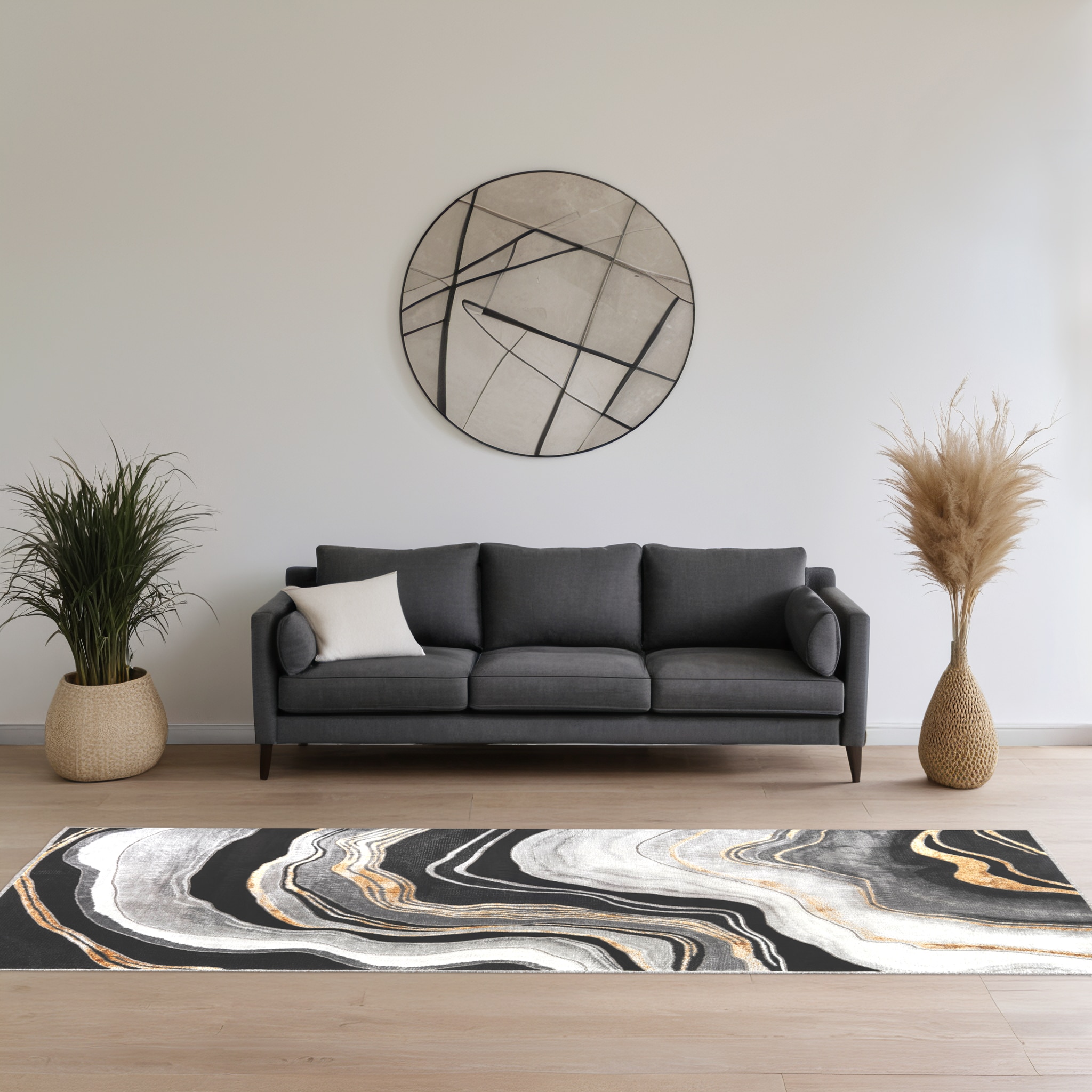 Origin 21 Endless Space 10 x 13 (ft) Loomed Polyester/Polypropylene Onyx Rectangular Indoor Geode Mid-Century Modern Spot Clean Only Pet Friendly Area rug