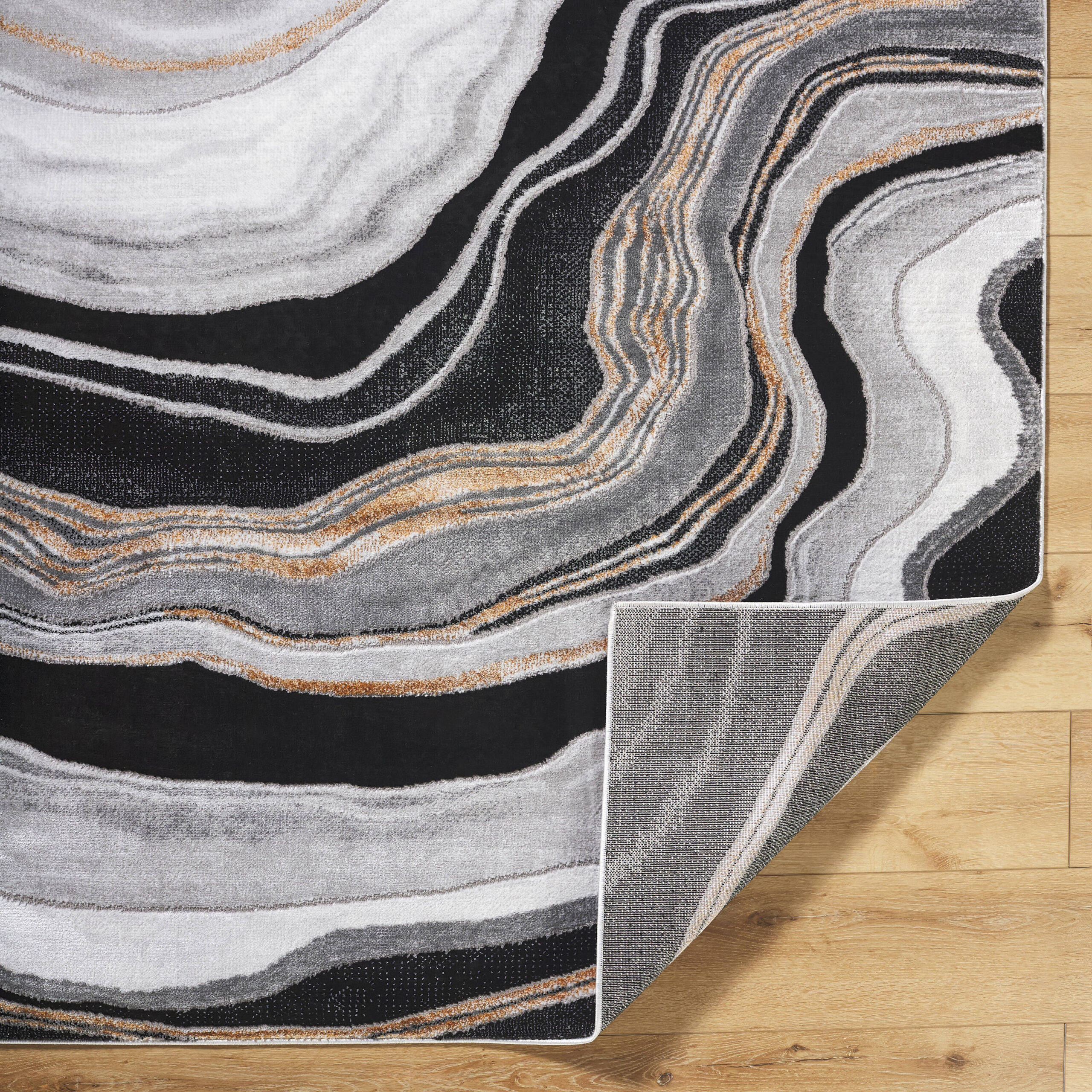 Origin 21 Endless Space 10 x 13 (ft) Loomed Polyester/Polypropylene Onyx Rectangular Indoor Geode Mid-Century Modern Spot Clean Only Pet Friendly Area rug