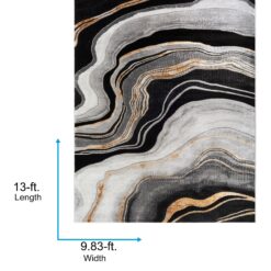 Origin 21 Endless Space 10 x 13 (ft) Loomed Polyester/Polypropylene Onyx Rectangular Indoor Geode Mid-Century Modern Spot Clean Only Pet Friendly Area rug