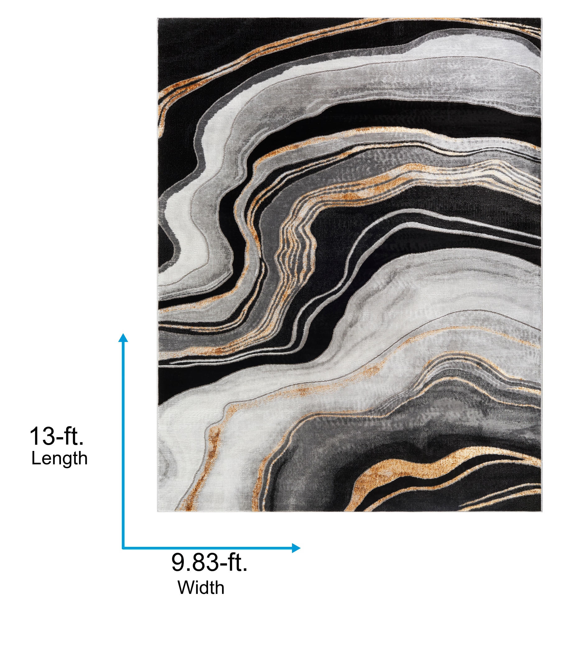 Origin 21 Endless Space 10 x 13 (ft) Loomed Polyester/Polypropylene Onyx Rectangular Indoor Geode Mid-Century Modern Spot Clean Only Pet Friendly Area rug