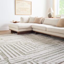 Origin 21 Green Alabaster Stone 10 x 13 (ft) Loomed Polyester Gray Rectangular Indoor Geometric Industrial Spot Clean Only Pet Friendly Area rug
