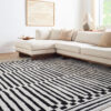Origin 21 Obsidian Mirage 9 x 12 (ft) Loomed Polyester/Polypropylene Onyx/White Rectangular Indoor Stripe Moroccan Spot Clean Only Pet Friendly Area rug