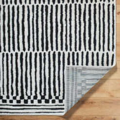 Origin 21 Obsidian Mirage 9 x 12 (ft) Loomed Polyester/Polypropylene Onyx/White Rectangular Indoor Stripe Moroccan Spot Clean Only Pet Friendly Area rug