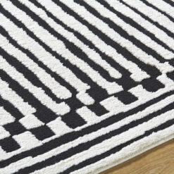 Origin 21 Obsidian Mirage 9 x 12 (ft) Loomed Polyester/Polypropylene Onyx/White Rectangular Indoor Stripe Moroccan Spot Clean Only Pet Friendly Area rug