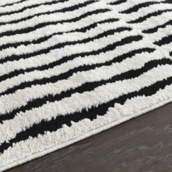 Origin 21 Obsidian Mirage 9 x 12 (ft) Loomed Polyester/Polypropylene Onyx/White Rectangular Indoor Stripe Moroccan Spot Clean Only Pet Friendly Area rug