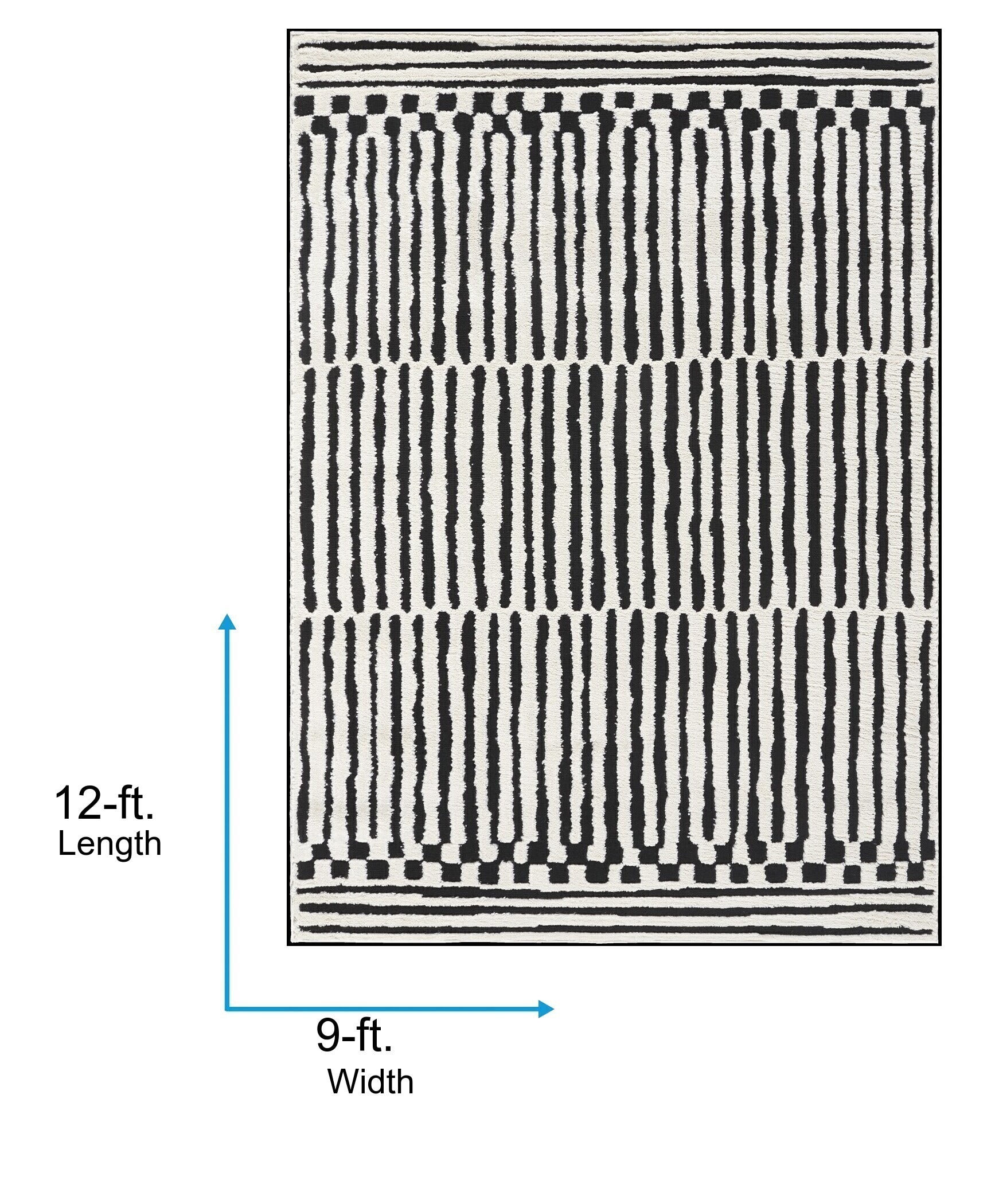 Origin 21 Obsidian Mirage 9 x 12 (ft) Loomed Polyester/Polypropylene Onyx/White Rectangular Indoor Stripe Moroccan Spot Clean Only Pet Friendly Area rug