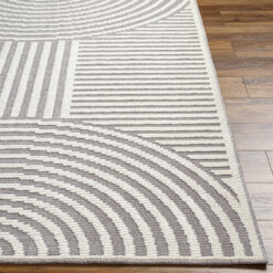 Origin 21 Modern Merdian Gray 9 x 12 (ft) Loomed Polypropylene Gray/White Rectangular Indoor Geometric Global Machine washable Pet Friendly Area rug