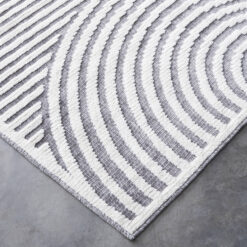 Origin 21 Modern Merdian Gray 9 x 12 (ft) Loomed Polypropylene Gray/White Rectangular Indoor Geometric Global Machine washable Pet Friendly Area rug