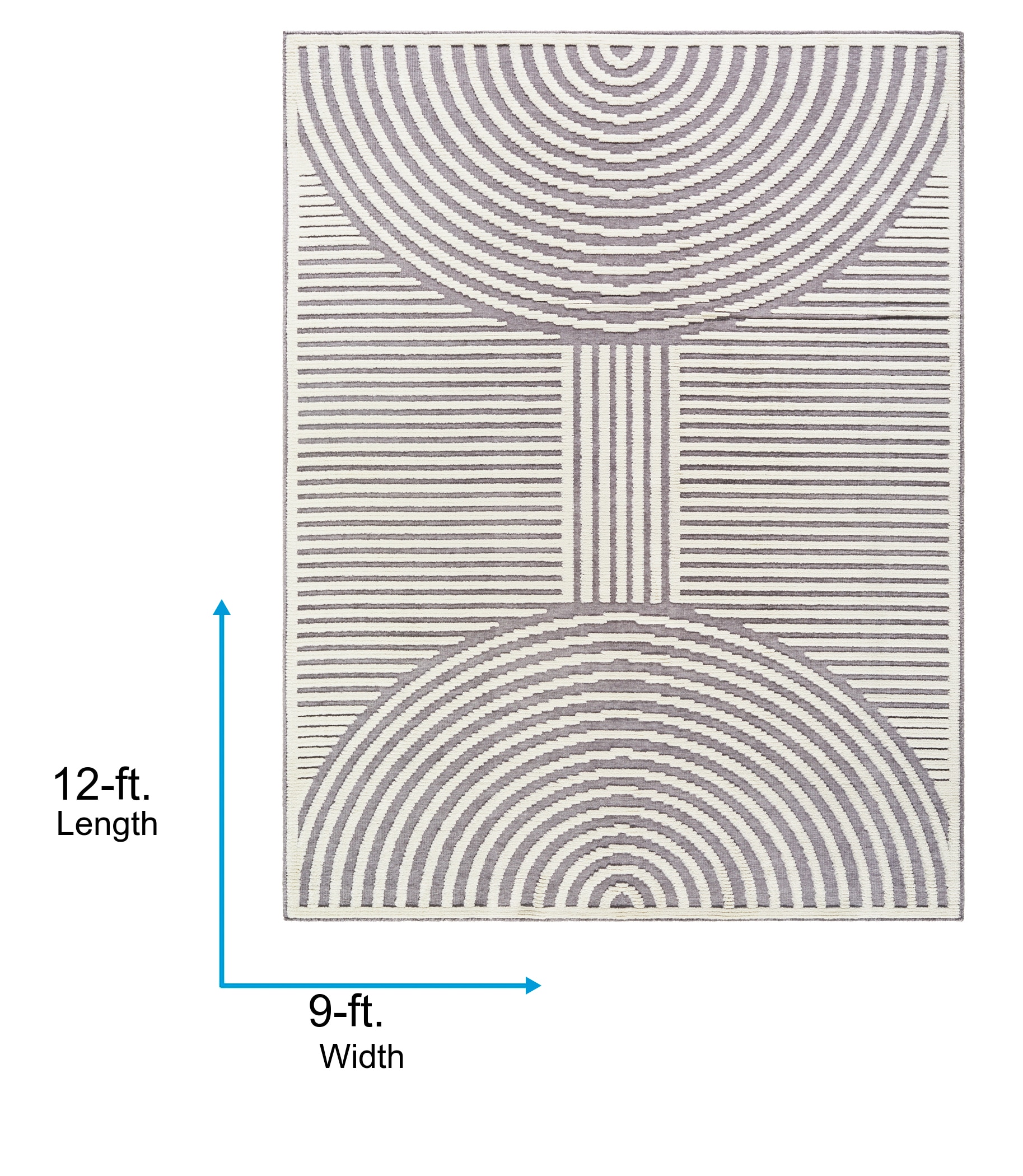 Origin 21 Modern Merdian Gray 9 x 12 (ft) Loomed Polypropylene Gray/White Rectangular Indoor Geometric Global Machine washable Pet Friendly Area rug