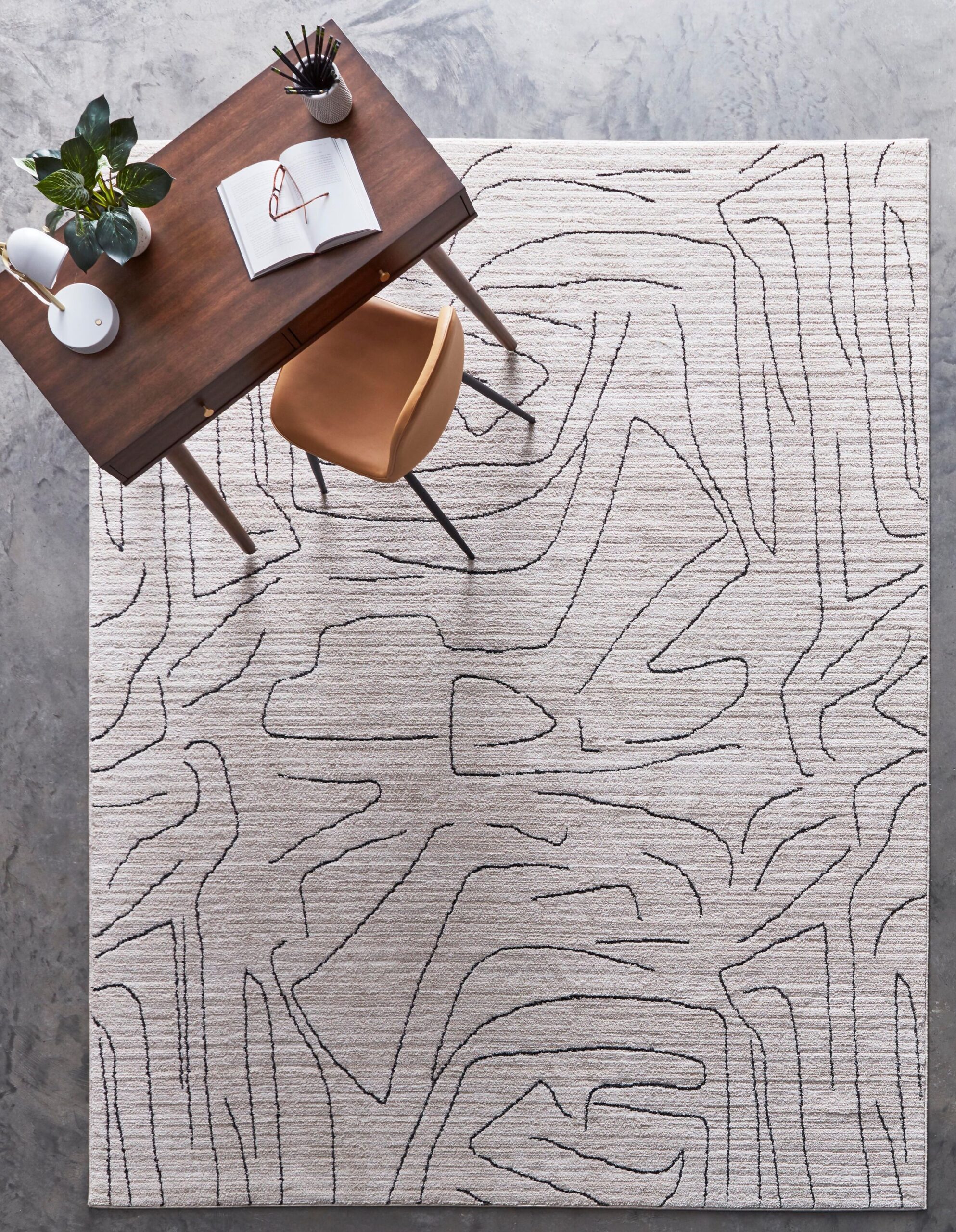 Origin 21 Lineworks 9 x 12 (ft) Loomed Polyester Ivory Rectangular Indoor Stripe Global Spot Clean Only Pet Friendly Area rug