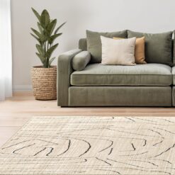 Origin 21 Lineworks 9 x 12 (ft) Loomed Polyester Ivory Rectangular Indoor Stripe Global Spot Clean Only Pet Friendly Area rug