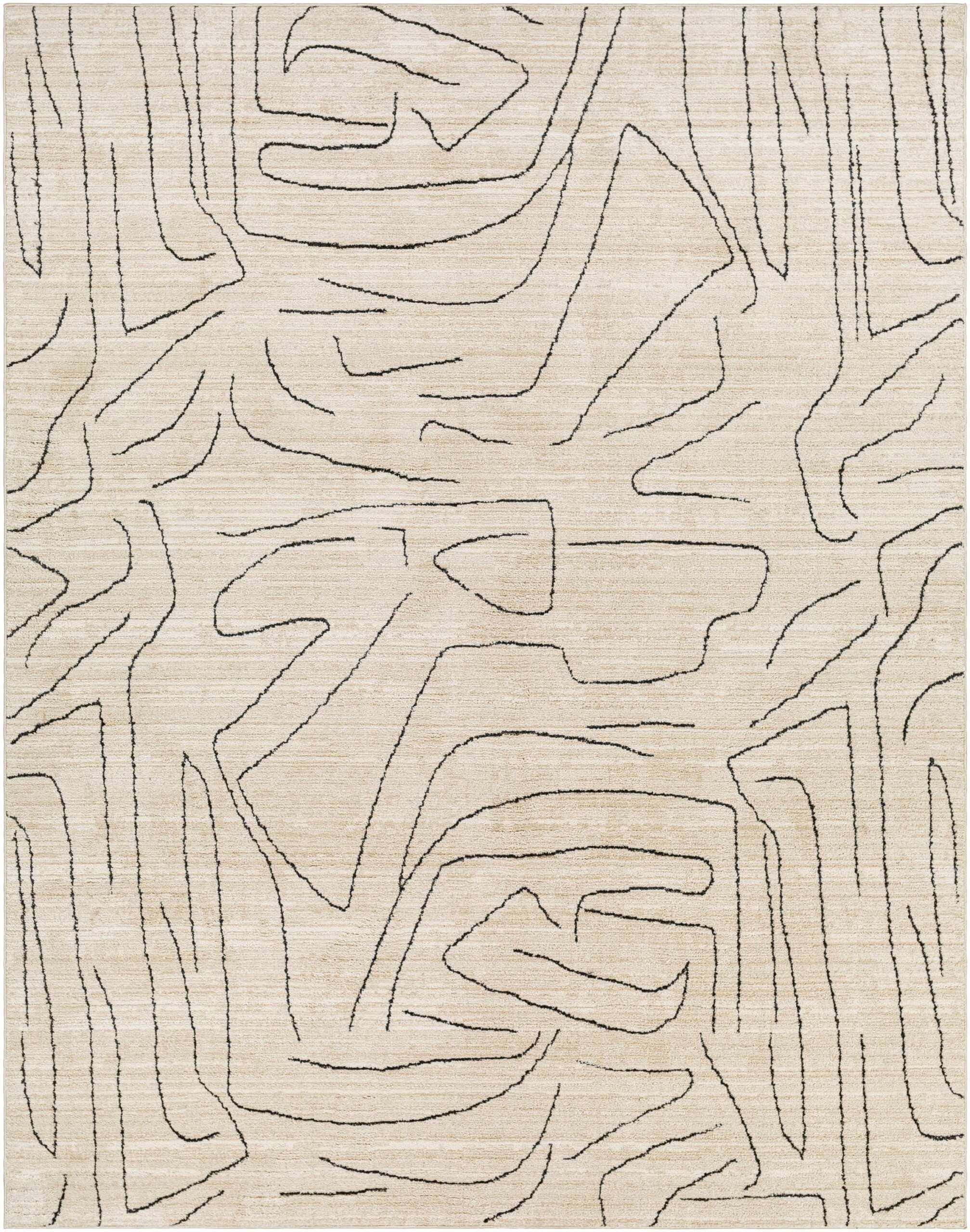 Origin 21 Lineworks 9 x 12 (ft) Loomed Polyester Ivory Rectangular Indoor Stripe Global Spot Clean Only Pet Friendly Area rug