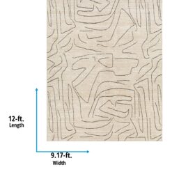Origin 21 Lineworks 9 x 12 (ft) Loomed Polyester Ivory Rectangular Indoor Stripe Global Spot Clean Only Pet Friendly Area rug