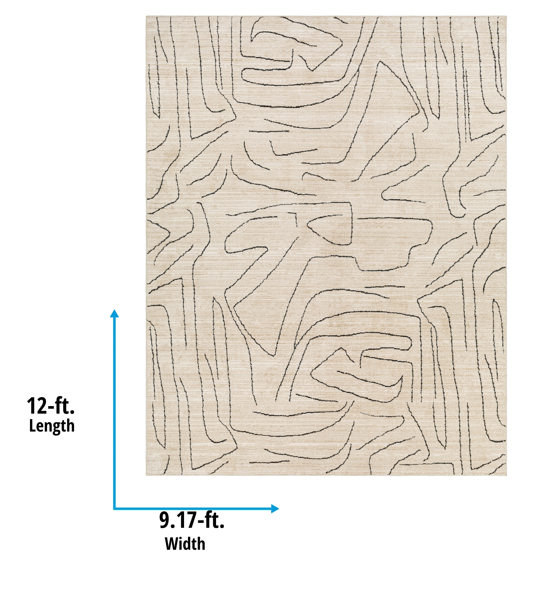Origin 21 Lineworks 9 x 12 (ft) Loomed Polyester Ivory Rectangular Indoor Stripe Global Spot Clean Only Pet Friendly Area rug