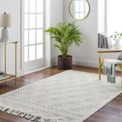 Origin 21 Auckland Wool 9 x 12 (ft) Loomed Wool White Rectangular Indoor Geometric Moroccan Spot Clean Only Pet Friendly Area rug