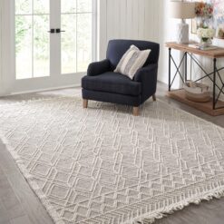 Origin 21 Auckland Wool 9 x 12 (ft) Loomed Wool White Rectangular Indoor Geometric Moroccan Spot Clean Only Pet Friendly Area rug