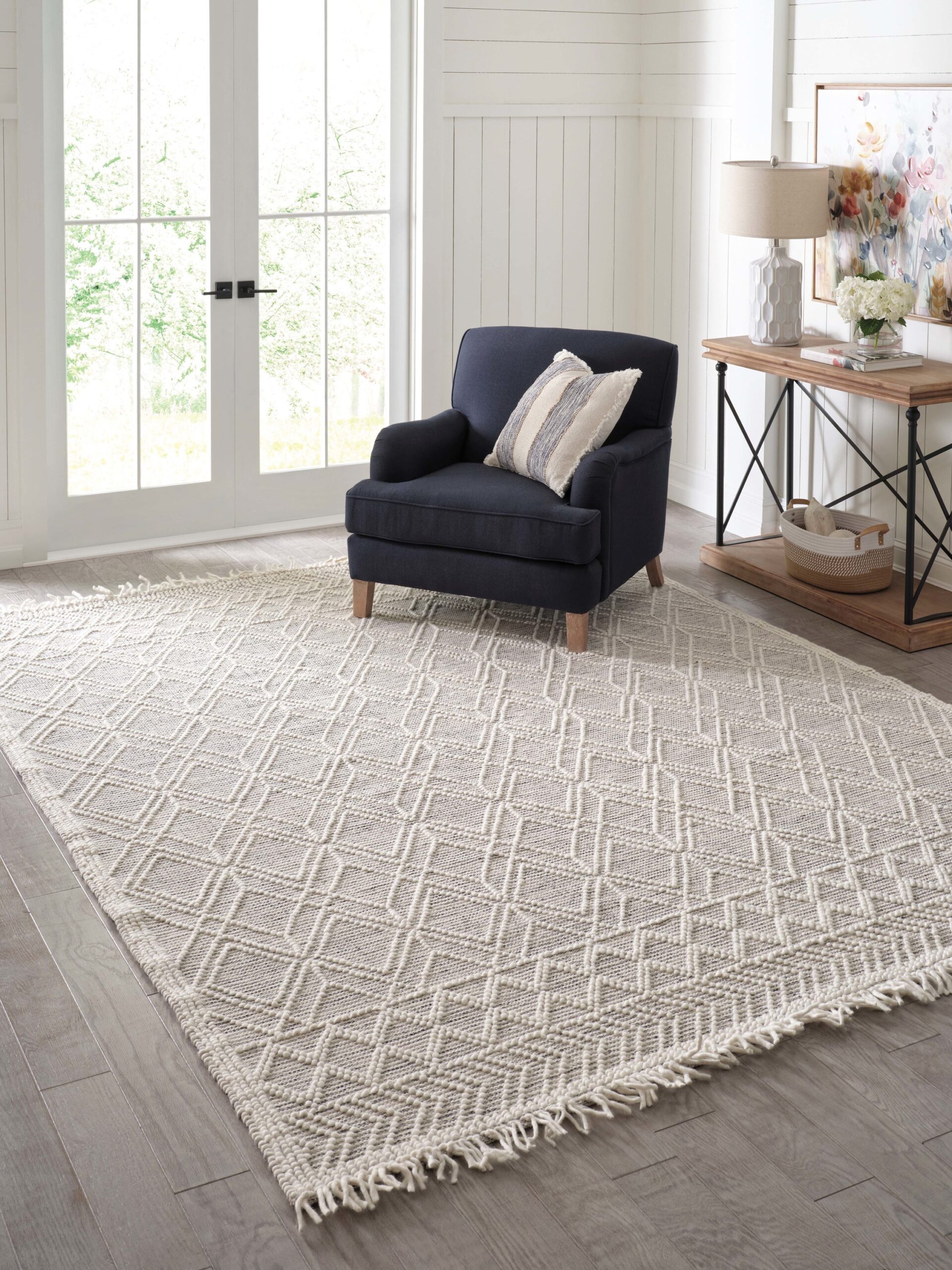 Origin 21 Auckland Wool 9 x 12 (ft) Loomed Wool White Rectangular Indoor Geometric Moroccan Spot Clean Only Pet Friendly Area rug