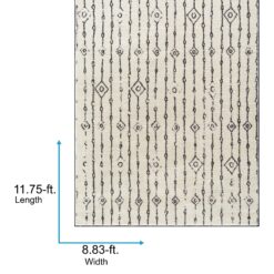 Origin 21 Diamond Link Shag 9 x 12 (ft) Loomed Polyester Ivory/Gray Rectangular Indoor Geometric Global Machine washable Pet Friendly Area rug