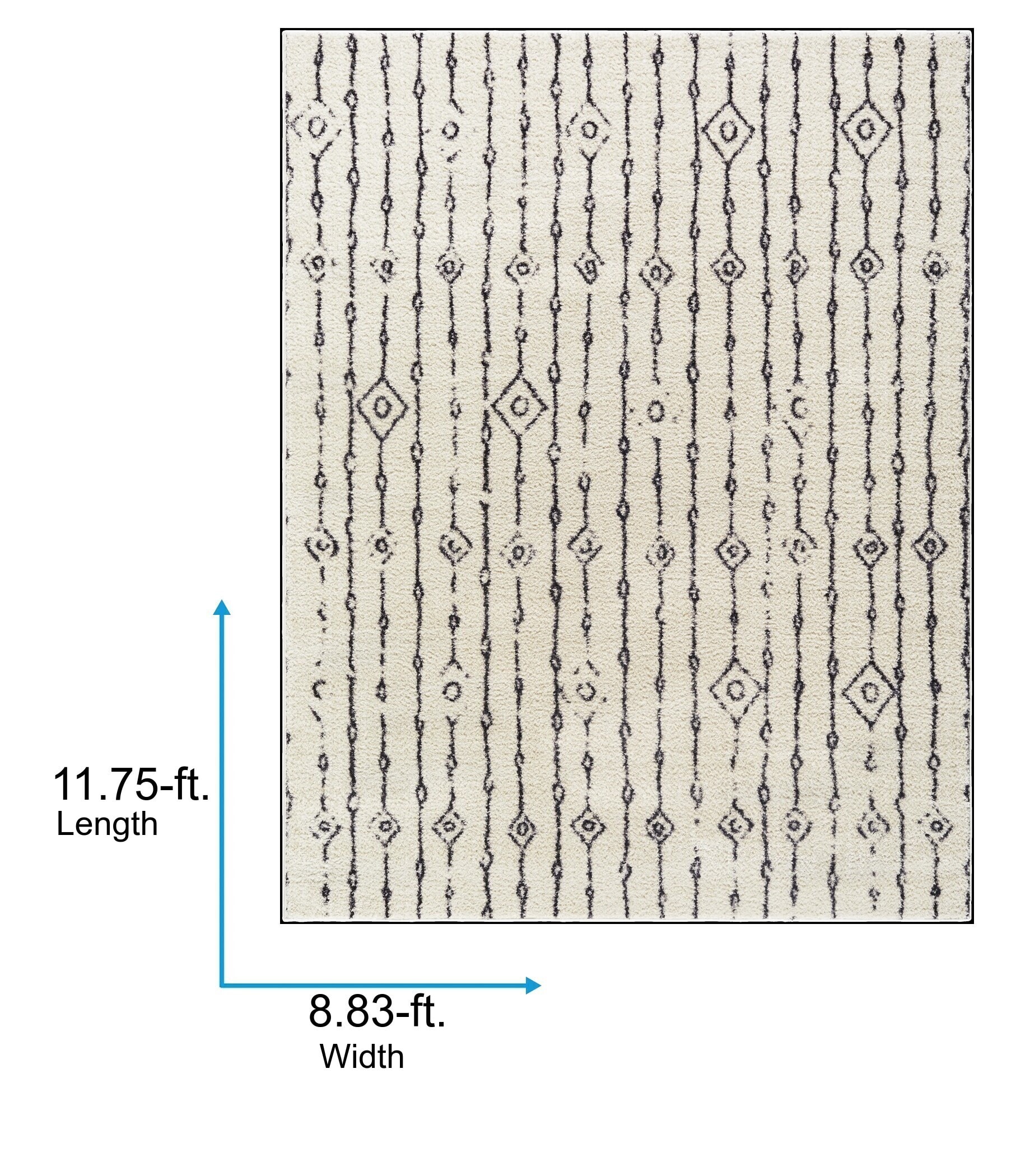 Origin 21 Diamond Link Shag 9 x 12 (ft) Loomed Polyester Ivory/Gray Rectangular Indoor Geometric Global Machine washable Pet Friendly Area rug