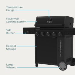 Charbroil FlavorMax Performance Series Black 5 -Burner Liquid Propane Gas Grill 1 -Side Burner