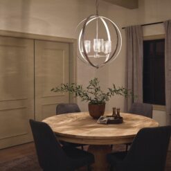 Kichler Winslow 3 -Light Brushed Nickel Cage Seeded glass Metal Chandelier