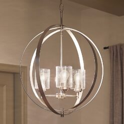 Kichler Winslow 3 -Light Brushed Nickel Cage Seeded glass Metal Chandelier