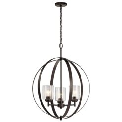 Kichler Winslow 3 -Light Bronze Cage Seeded glass Metal Chandelier