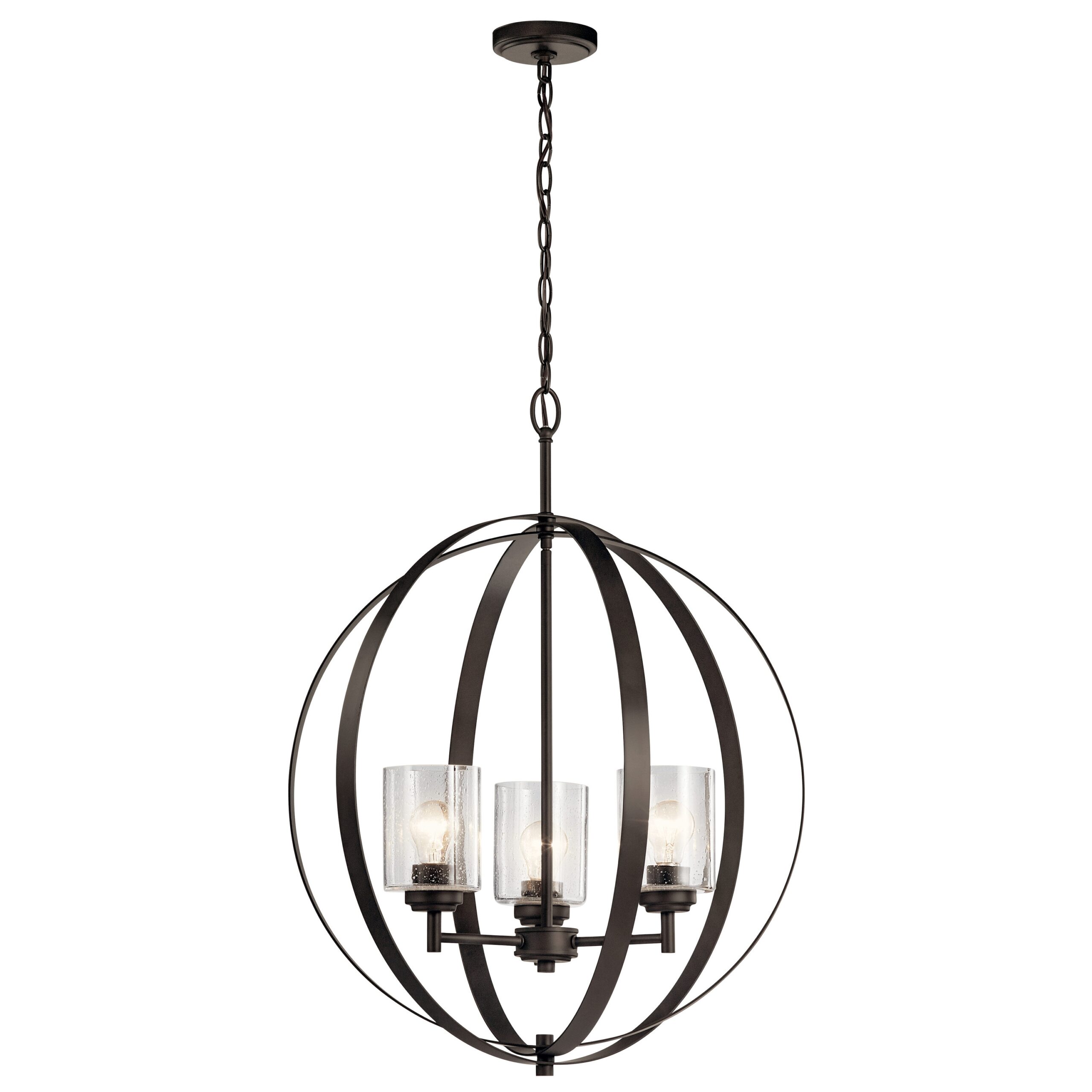 Kichler Winslow 3 -Light Bronze Cage Seeded glass Metal Chandelier
