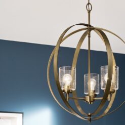 Kichler Winslow 3 -Light Polished Gold Seeded glass Steel Chandelier