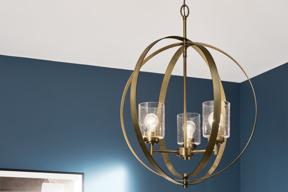 Kichler Winslow 3 -Light Polished Gold Seeded glass Steel Chandelier