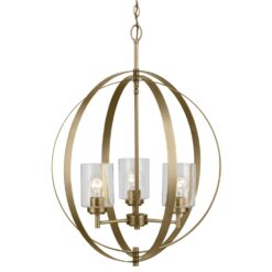 Kichler Winslow 3 -Light Polished Gold Seeded glass Steel Chandelier